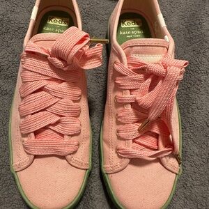 Kate Spade Pink Sneakers with Green Trim